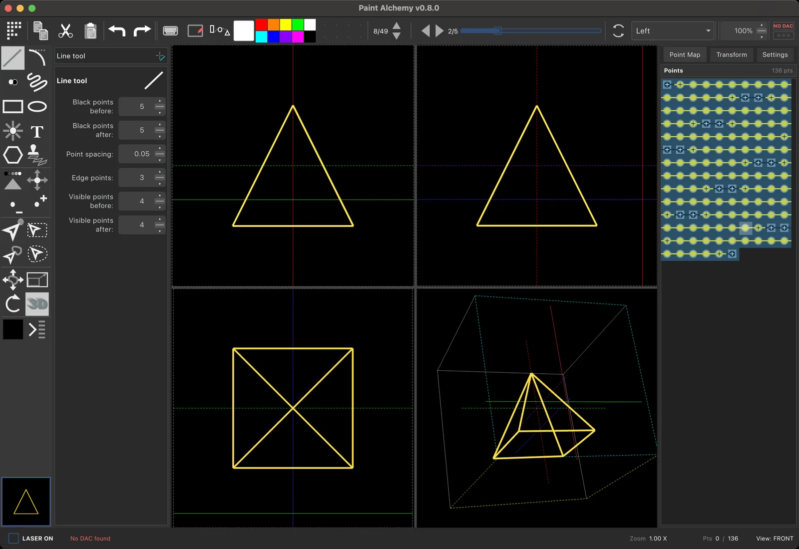 A pyramid frame drawn in 3D in Paint Alchemy